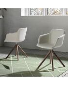 Chaise pivotante de table à manger blanc/brun  - 58x54x81 cm