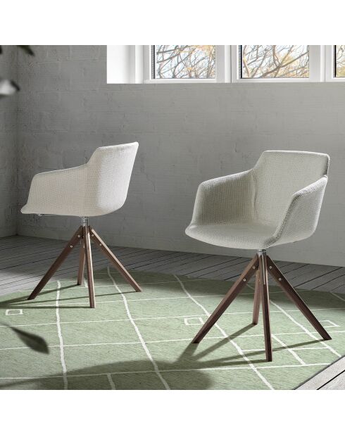 Chaise pivotante de table à manger blanc/brun  - 58x54x81 cm