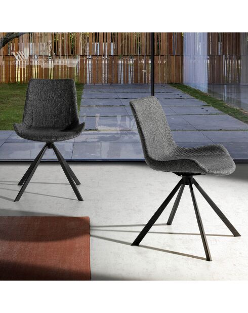 Chaise de table à manger pivotante gris/noir - 58x54x82 cm