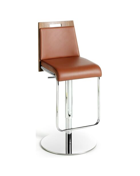Tabouret réglable en hauteur brun/noyer/argenté - 48x40x84 cm