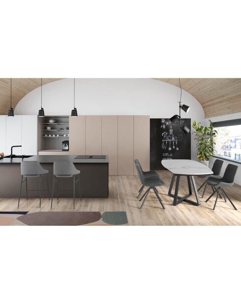 Chaise de table à manger pivotante gris/noir - 58x54x82 cm