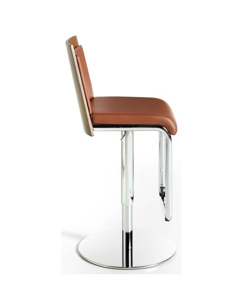 Tabouret réglable en hauteur brun/noyer/argenté - 48x40x84 cm