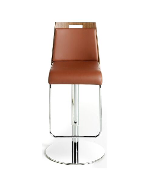 Tabouret réglable en hauteur brun/noyer/argenté - 48x40x84 cm