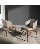 Chaise de table de salle à manger vison/noyer - 55x60x76 cm