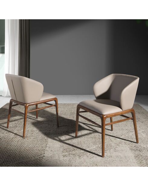 Chaise de table de salle à manger vison/noyer - 55x60x76 cm