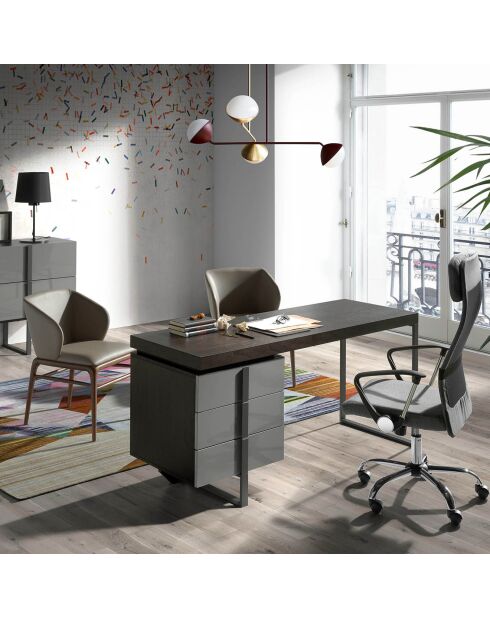 Chaise de table de salle à manger vison/noyer - 55x60x76 cm