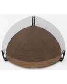 Table basse avec plateau triangulaire transparent/noir/noyer - 135x135x32 cm
