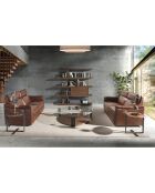 Beistelltisch mit Nussbaum/schwarzer Platte - 50x50x52 cm