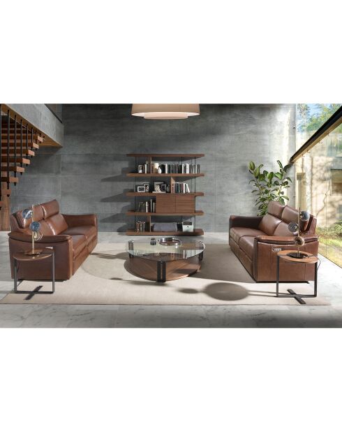 Tavolino con piano in noce/nero - 50x50x52 cm