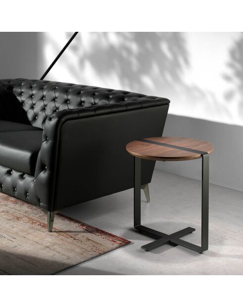 Tavolino con piano in noce/nero - 50x50x52 cm