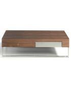 Table basse avec tiroir frontal noyer/argenté  - 120x70x33 cm