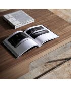 Table basse avec tiroir frontal noyer/argenté  - 120x70x33 cm