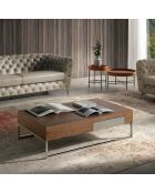 Table basse avec tiroir frontal noyer/argenté  - 120x70x33 cm