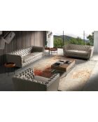 Table basse avec tiroir frontal noyer/argenté  - 120x70x33 cm