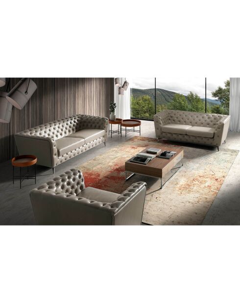 Table basse avec tiroir frontal noyer/argenté  - 120x70x33 cm