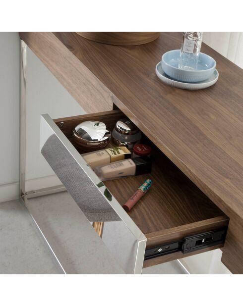 Console en bois noyer/acier - 135x40x76 cm