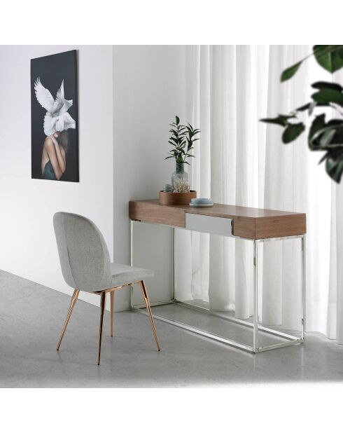 Console en bois noyer/acier - 135x40x76 cm