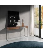 Console en bois noyer/acier - 135x40x76 cm