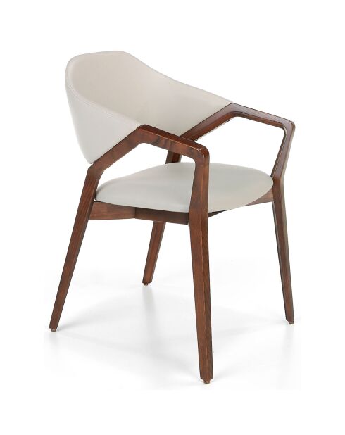 Chaise en simili-cuir gris/noyer - 57x58x80 cm