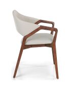 Chaise en simili-cuir gris/noyer - 57x58x80 cm
