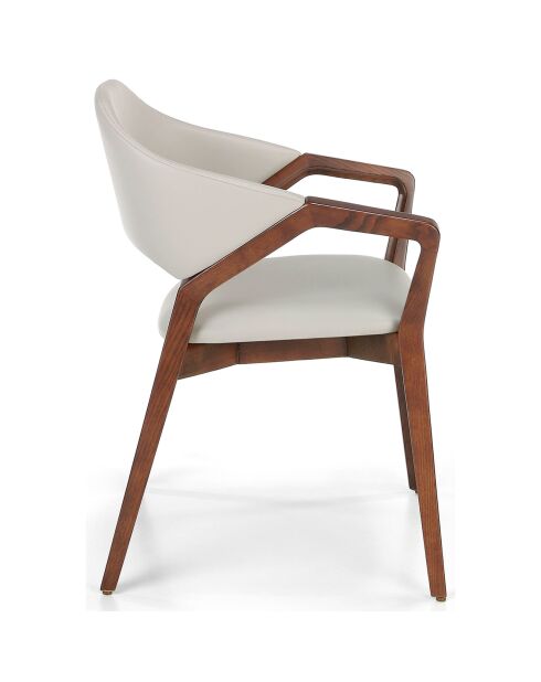 Chaise en simili-cuir gris/noyer - 57x58x80 cm