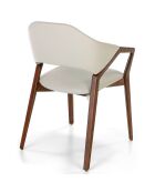 Chaise en simili-cuir gris/noyer - 57x58x80 cm