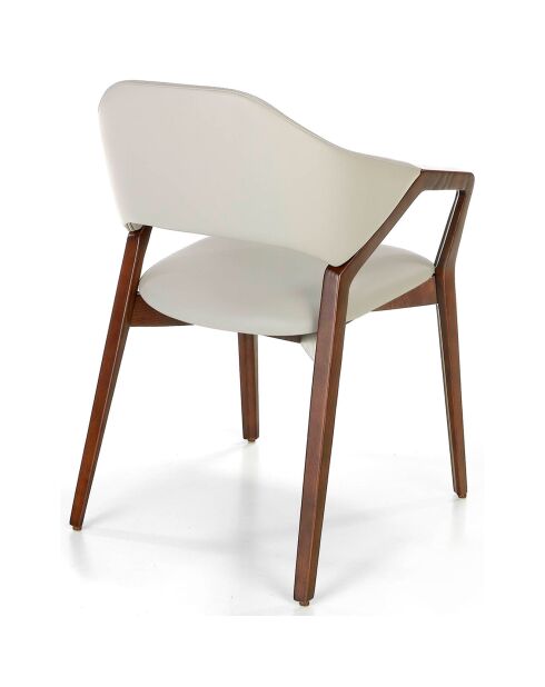 Chaise en simili-cuir gris/noyer - 57x58x80 cm