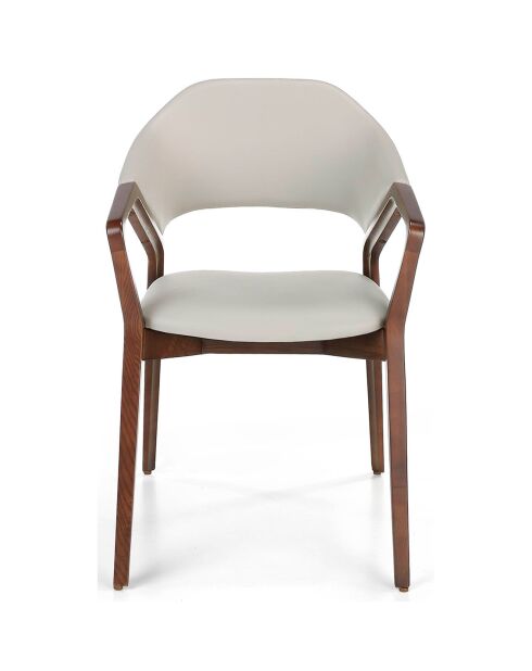 Chaise en simili-cuir gris/noyer - 57x58x80 cm