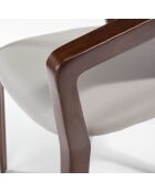 Chaise en simili-cuir gris/noyer - 57x58x80 cm