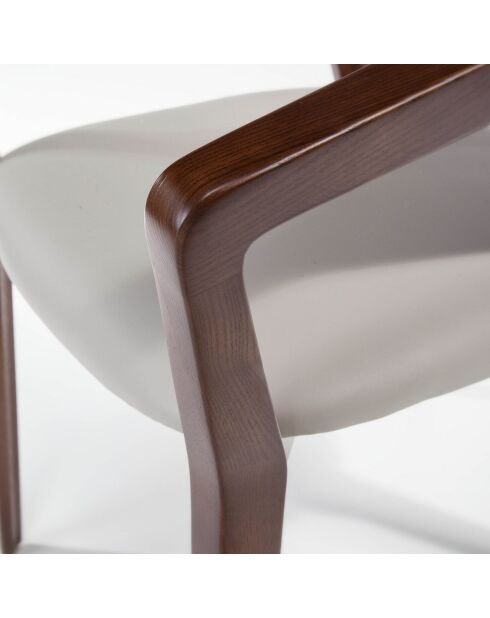 Chaise en simili-cuir gris/noyer - 57x58x80 cm