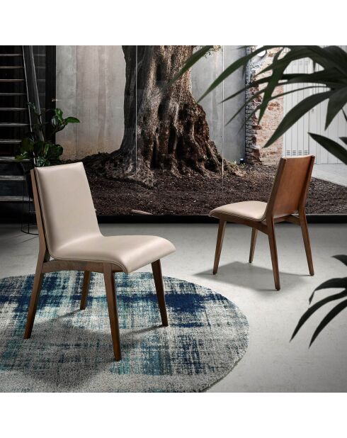 Chaise de table de salle à manger vison/noyer - 46x59x82 cm