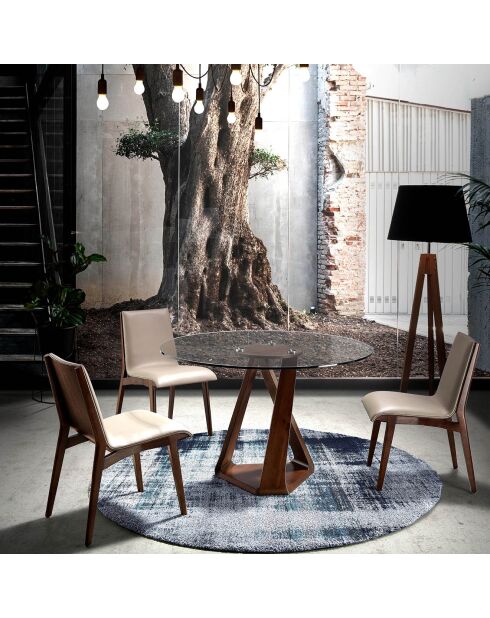 Chaise de table de salle à manger vison/noyer - 46x59x82 cm
