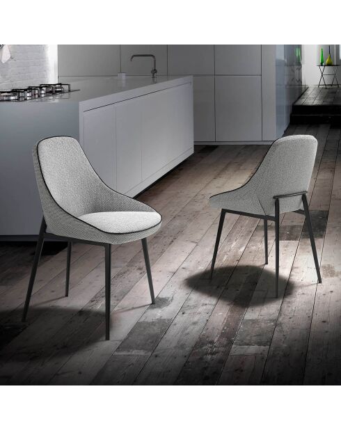 Chaise de table de salle à manger gris/noir  - 52x56x80 cm