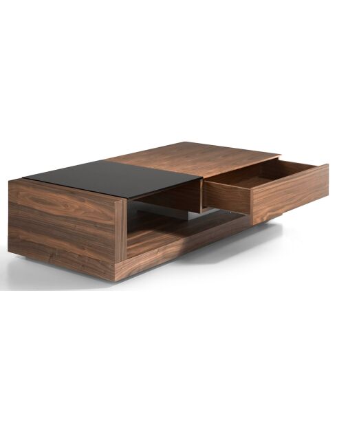 Table basse en bois noyer/noir - 130x70x36 cm