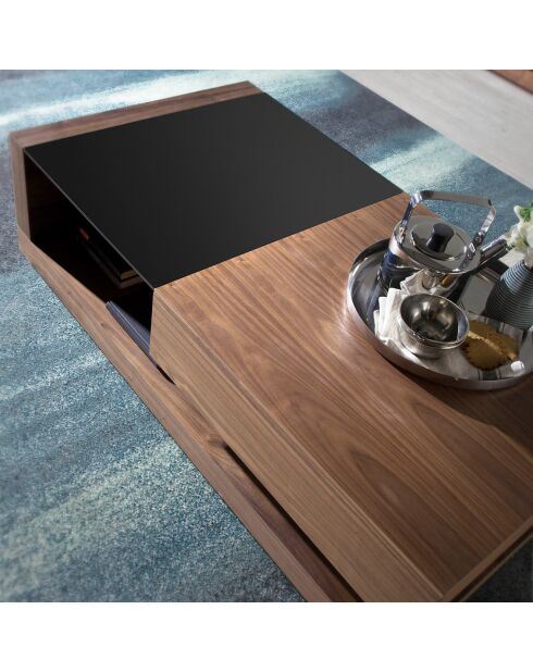 Table basse en bois noyer/noir - 130x70x36 cm