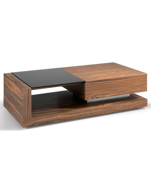 Table basse en bois noyer/noir - 130x70x36 cm