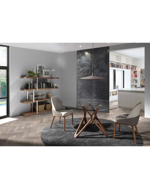 Étagère avec tablettes noyer/noir/argenté - 180x40x146 cm