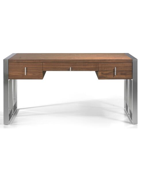 Notenhouten bureau walnoot/chroom - 158x62x76 cm