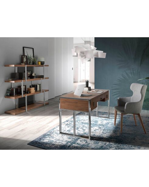 Notenhouten bureau walnoot/chroom - 158x62x76 cm