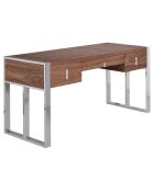 Bureau en bois de noyer noyer/chrome - 158x62x76 cm