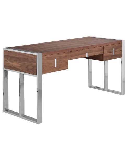 Notenhouten bureau walnoot/chroom - 158x62x76 cm