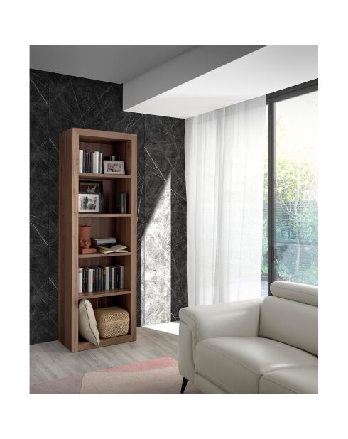Bibliothèque en bois plaqué noyer  - 65x40x200 cm