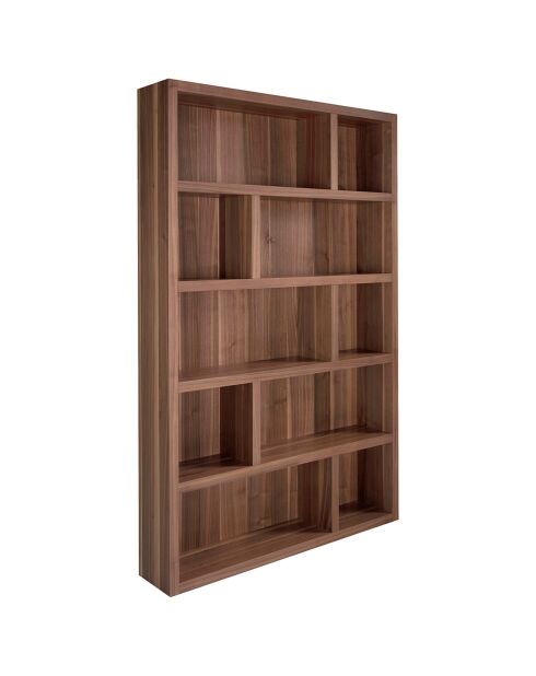 Bibliothèque en bois plaqué noyer - 126x25x197 cm