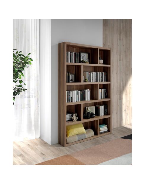 Bibliothèque en bois plaqué noyer - 126x25x197 cm