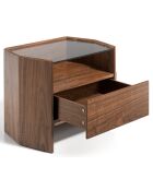 Table de chevet hexagonale transparent/noyer - 65x45x50 cm