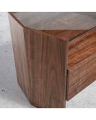 Table de chevet hexagonale transparent/noyer - 65x45x50 cm