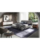 Table de chevet hexagonale transparent/noyer - 65x45x50 cm
