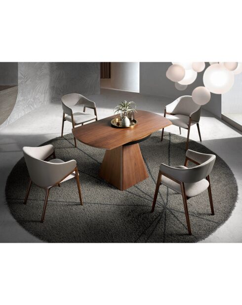 Table de salle à manger extensible noyer/noir - 80x140x75 cm