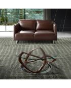 Table basse ronde transparent/noyer - 100x100x39 cm