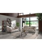 Table basse ronde transparent/noyer - 100x100x39 cm